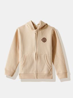 R&B - Solid Regular Boys Beige Hoodie