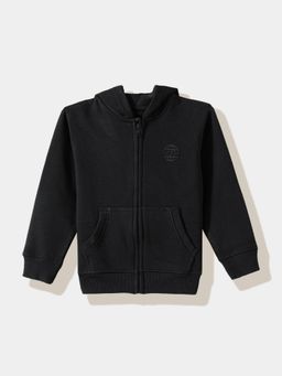R&B - Solid Regular Boys Black Hoodie