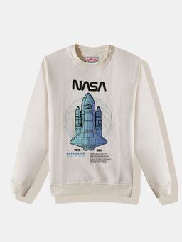 R&B - Graphic Relaxed Boys White Sweatshirt