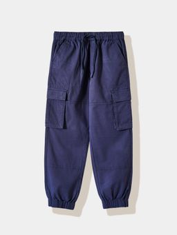 R&B - Solid Regular Boys Navy Blue Joggers