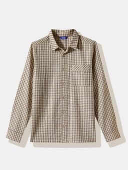 R&B - Checks Regular Boys Beige Shirt