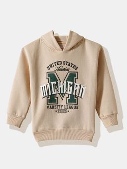 R&B - Applique Relaxed Boys Beige Hoodie