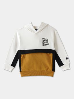 R&B - Colorblock Relaxed Boys White Hoodie