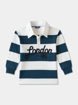 R&B - Horizontal Colorblock Regular Boys Teal Polo T-shirt