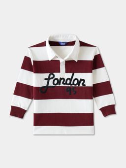 R&B - Horizontal Colorblock Regular Boys Maroon Polo T-shirt