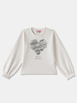 R&B - Embellished Regular Girls White T-shirt