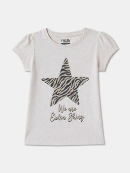 R&B - Graphic Regular Girls Beige T-Shirt