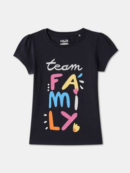 R&B - Graphic Regular Girls Navy Blue T-Shirt