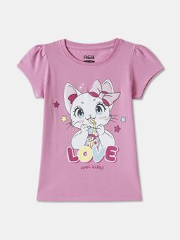 R&B - Cartoon & Character Regular Girls Pink T-Shirt