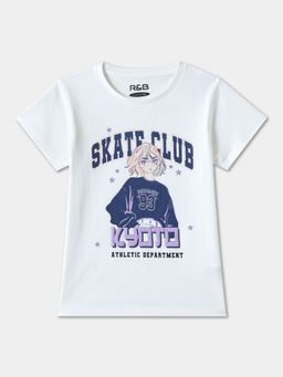 R&B - Graphic Regular Girls White T-Shirt