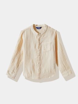 R&B - Textured Regular Boys Beige Shirt