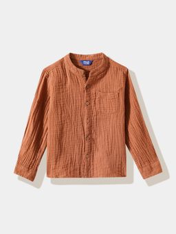 R&B - Textured Regular Boys Rust Shirt