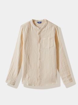 R&B - Textured Regular Boys Beige Shirt