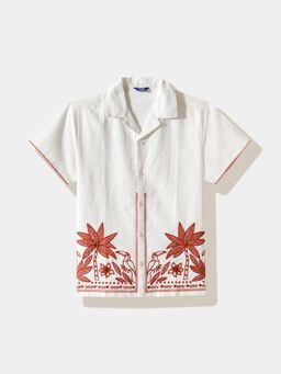 R&B - Embroidery Regular Boys White Shirt