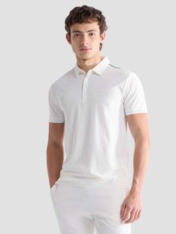 U.S. POLO ASSN. - Men White Nylon Solid/Plain Polo T-Shirt