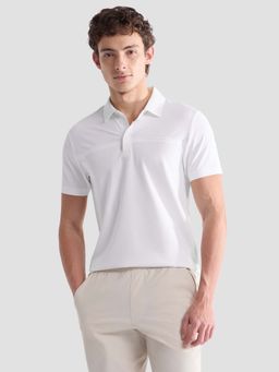 U.S. POLO ASSN. - Men White Nylon Textured Polo T-Shirt