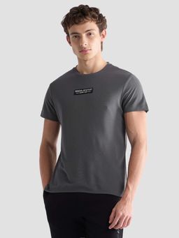 U.S. POLO ASSN. - Men Grey Polyester Solid/Plain T-Shirt