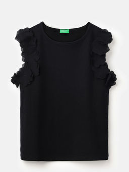 United Colors of Benetton - Black Regular Fit Round Neck Solid Top