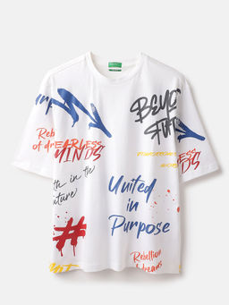 United Colors of Benetton - Oversized Fit Round Neck Printed T-Shirt