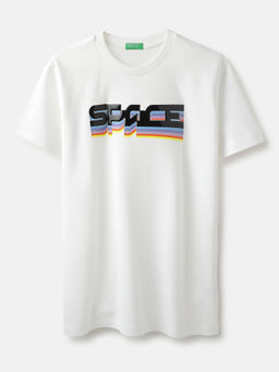United Colors of Benetton - White Regular Fit Round Neck Printed T-Shirt