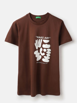 United Colors of Benetton - Brown Regular Fit Round Neck Printed T-Shirt