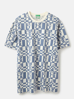 United Colors of Benetton - Blue Regular Fit Round Neck Printed T-Shirt