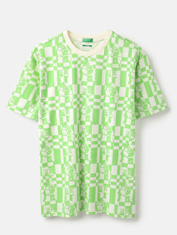 United Colors of Benetton - Green Regular Fit Round Neck Printed T-Shirt