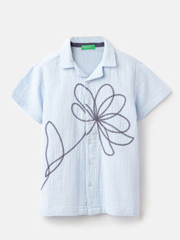 United Colors of Benetton - Regular Fit Collar Neck Embroidered Shirt