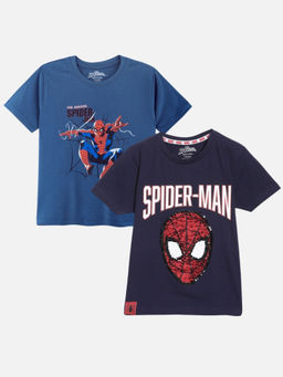Napchief - Unisex Spider Man Printed & Reversible Sequins T-shirts (Pack of 2)