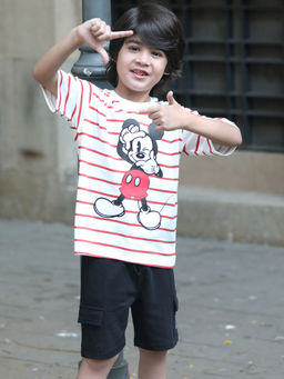Napchief - Unisex Mickey Mouse Striped T-Shirt & Shorts