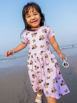 Napchief - Girls Minnie Mouse Bow Fit & Flare Dress