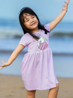 Napchief - Girls Unicorn Heart Glitter Fit & Flare Dress