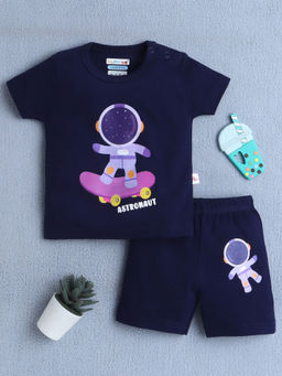Bumzee - Navy Baby Boys Half Sleeves T-Shirt & Shorts