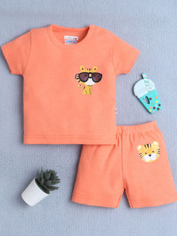 Bumzee - Orange Baby Boys Half Sleeves T-Shirt & Shorts