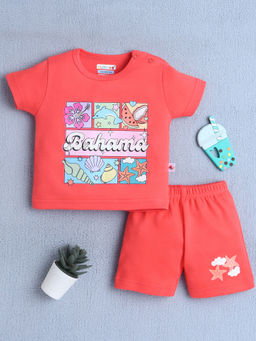 Bumzee - Coral Baby Girls Half Sleeves T-Shirt & Shorts