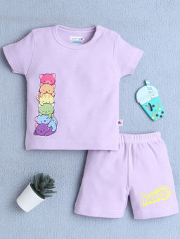 Bumzee - Lavender Baby Girls Half Sleeves T-Shirt & Shorts