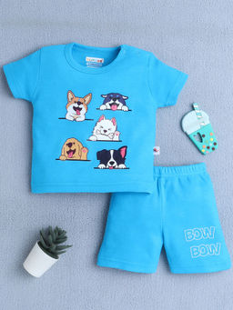 Bumzee - Blue Baby Girls Half Sleeves T-Shirt & Shorts
