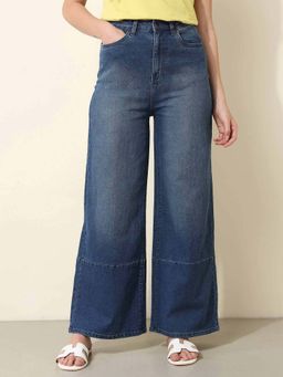 U.S. POLO ASSN. - Mid Rise Wide Leg Cut and Sew Tinted Jeans