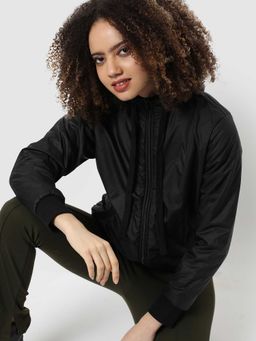 Campus Sutra - Womens Black Puffer Bomber Jacket