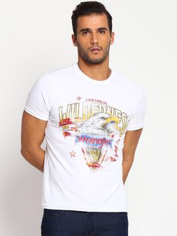 Wrangler - Men White Graphic Regular Fit T-Shirt