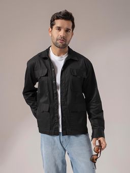 Perch - Men Black Solid Four Pocket Shacket