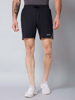 Cantabil - Men Printed Above Knee Regular Fit Active Wear Black Shorts