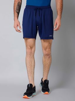 Cantabil - Men Solid Above Knee Regular Fit Active Wear Blue Shorts