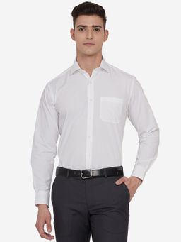 JadeBlue - Mens White Solid Cotton Regular Fit Formal Shirt