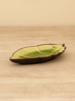 Pure Home + Living - Light Green Adler Leaf Ceramic Platter