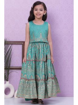 Biba - Girls Green Printed Two Piece (Set of 2)