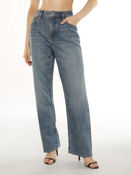 Calvin Klein - Blue Mid-Wash Relaxed Fit High Rise Jeans