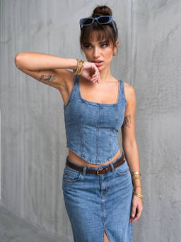 Magre - Blue Denim Crop Top