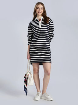 Tommy Hilfiger - Navy Blue Cotton Polo Collar T-Shirt Dress