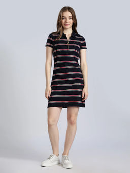 Tommy Hilfiger - Black Cotton Polo Collar T-Shirt Dress